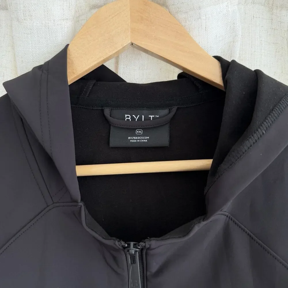 Bylt Jacket Mens XXL Black Ryse Fleece Full zip Hoodie Athleisure Performance